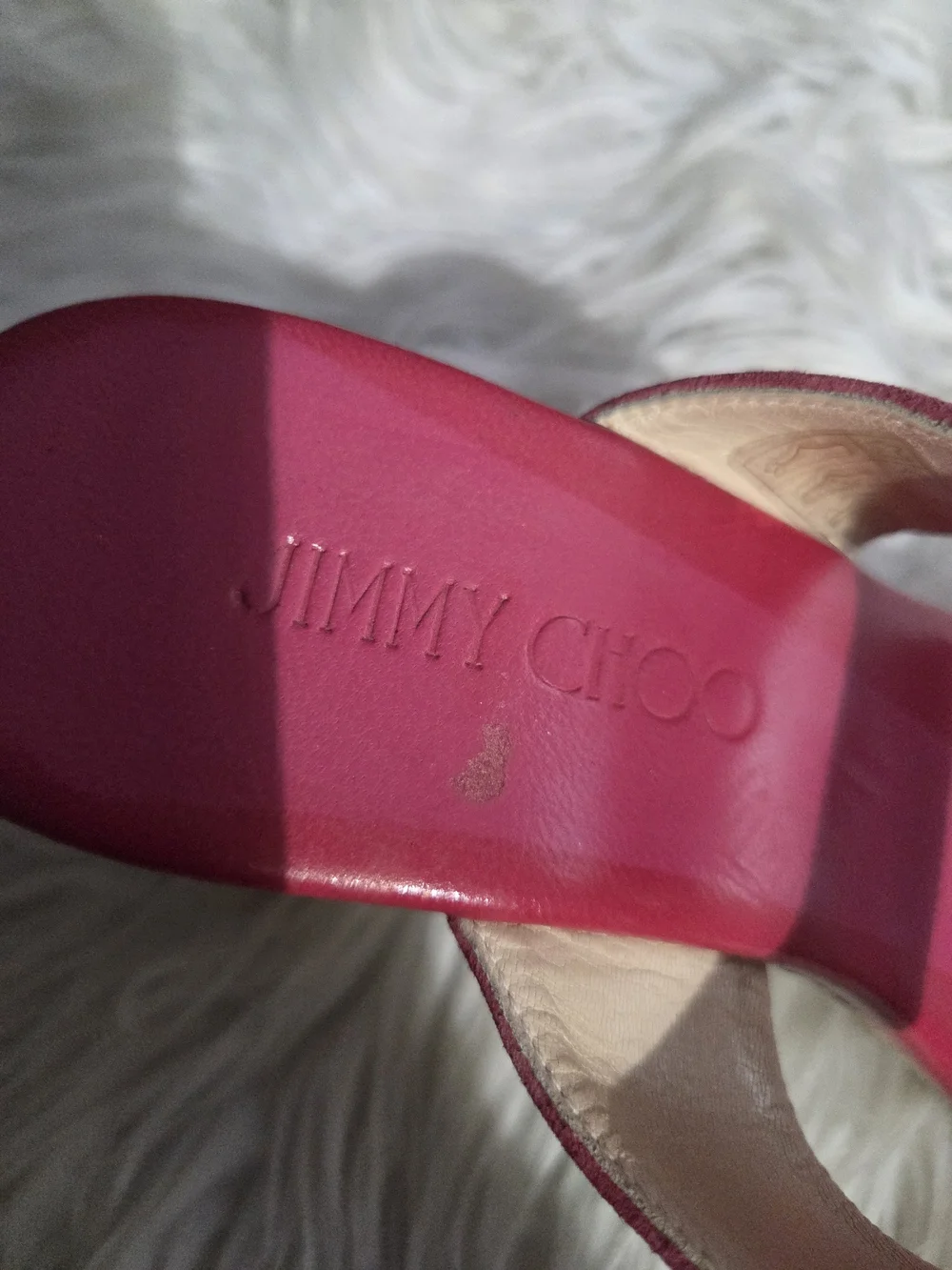 Jimmy Choo Pink Suede Cork Wedge Slide Sandals. Size 7.5, (37.5) women